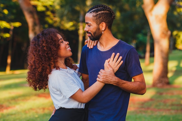 Premium Photo Black Couple In The Park In Love Passionate Couple Of Lovers