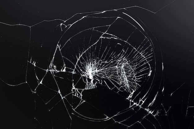 Black cracked background with broken glass texture