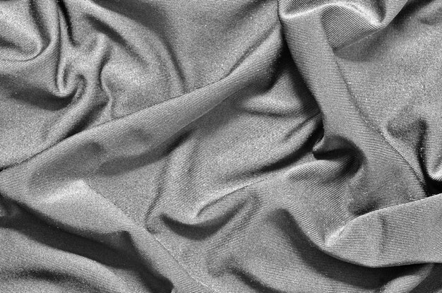 Black Crumpled Spandex Soft Fabric Surface Texture Background