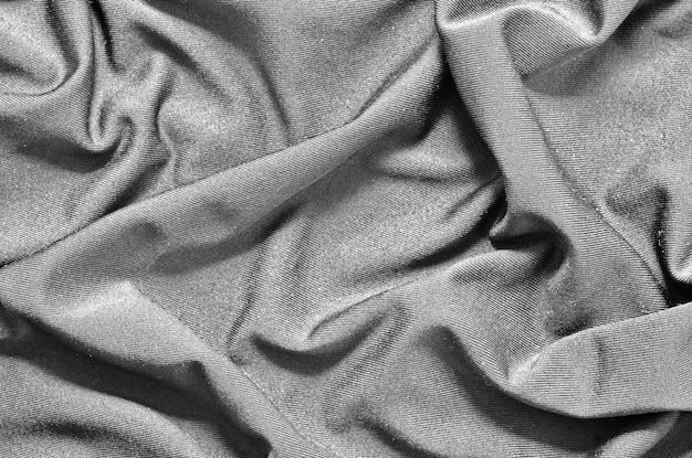 Black Crumpled Spandex Soft Fabric Surface Texture Background