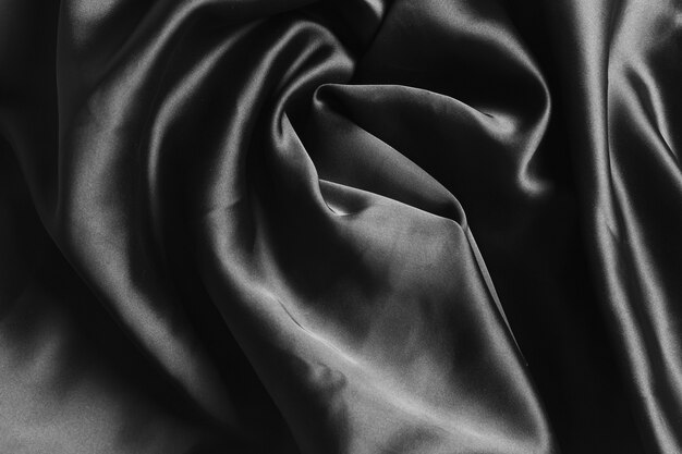 Black curvy silk fabric material