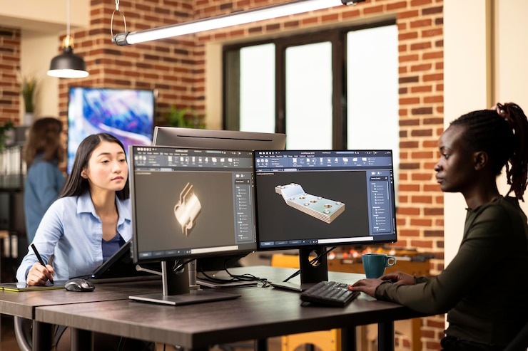 Free Photo black developer creating machine parts