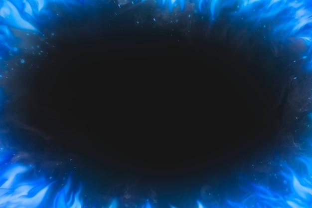 黒い炎の背景、青いフレームのリアルな火の画像