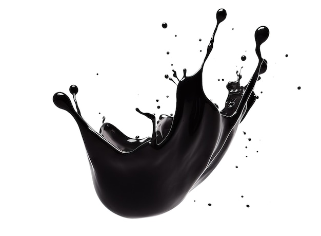 Free photo black fluid splash isolated on white background