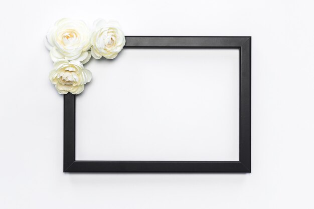 Black Frame White Flower Background Modern