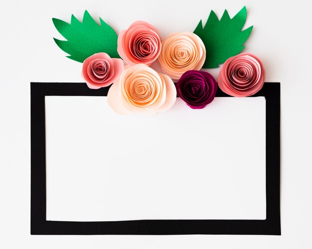 Black frame with paper flowers