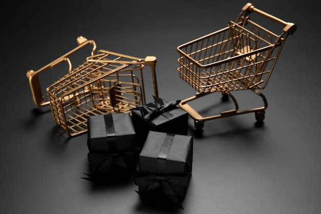 Black friday assortment with shopping carts