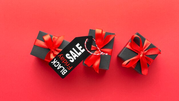 Black friday composition on red background