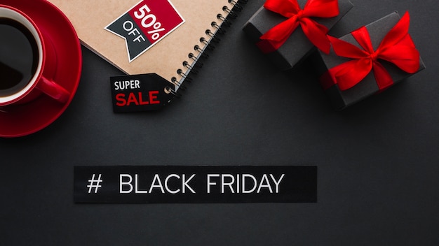 Black friday concept next to coffee