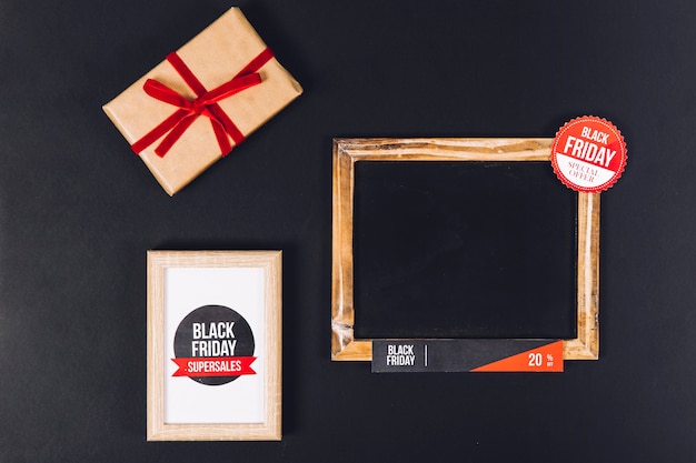 Black friday concept with slate and frame