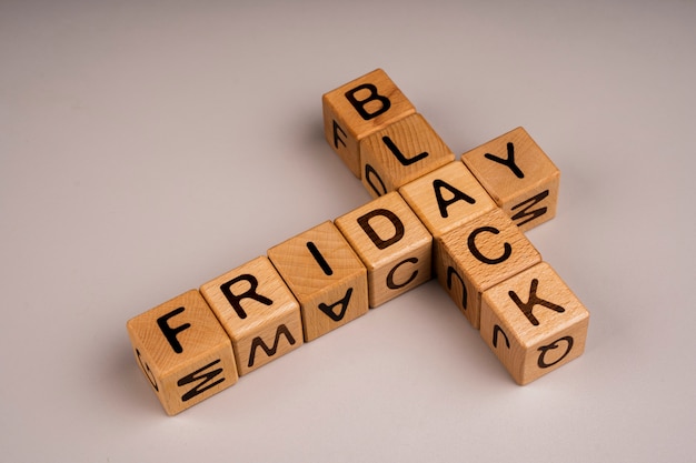 Black friday cubes on plain background