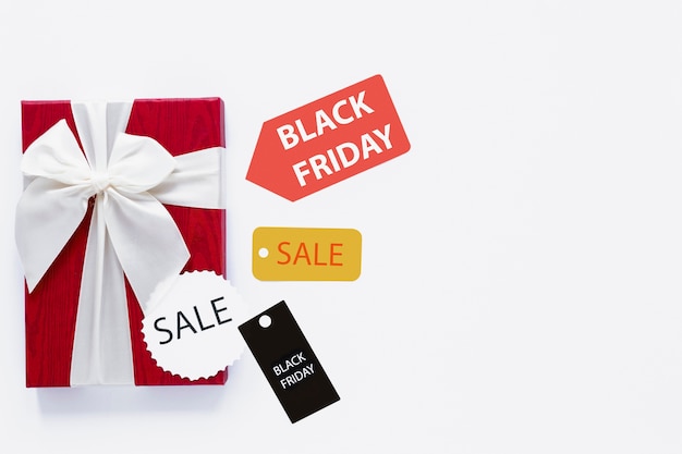 Free photo black friday gift with sale tags