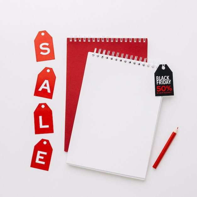 Black friday notepad mock-up sale concept