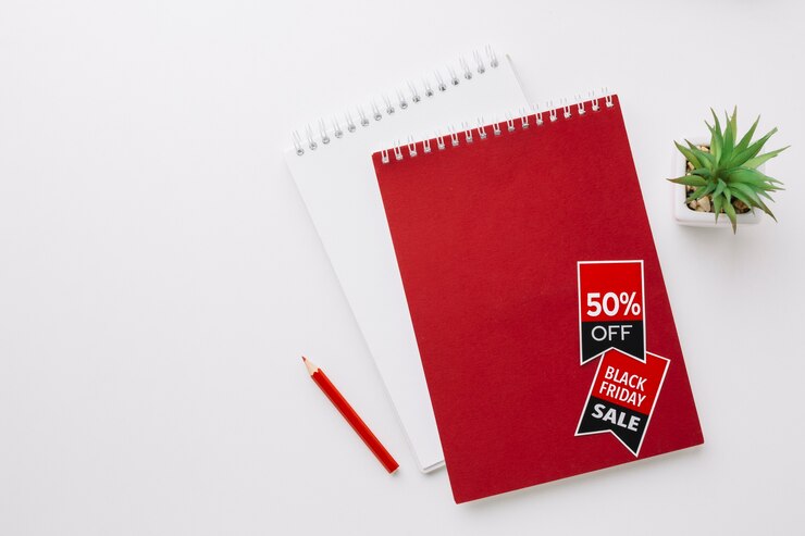 Free Photo black friday notepads mock-up with copy space