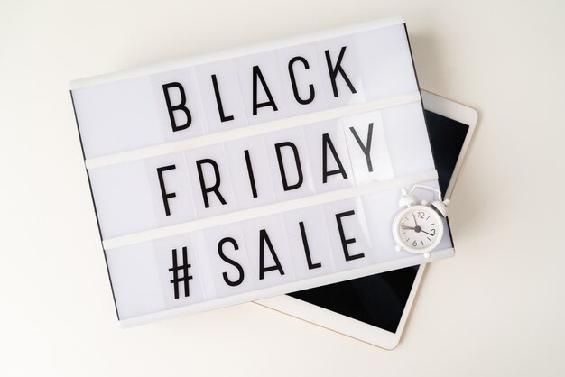 Free Photo black friday sale light box above tablet