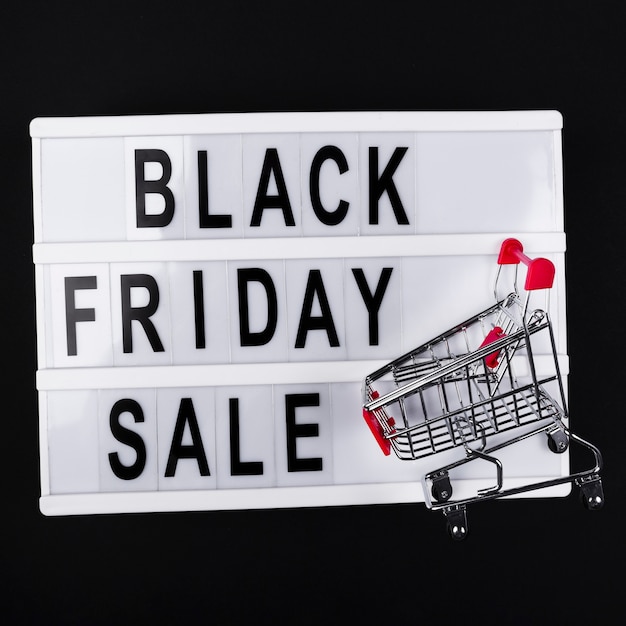 Black friday sale light box with shopping cart