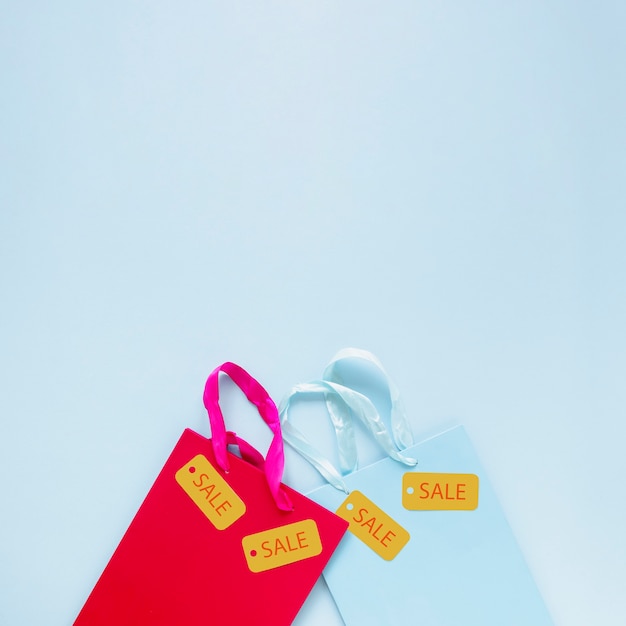 Free photo black friday sale tags on gift bags