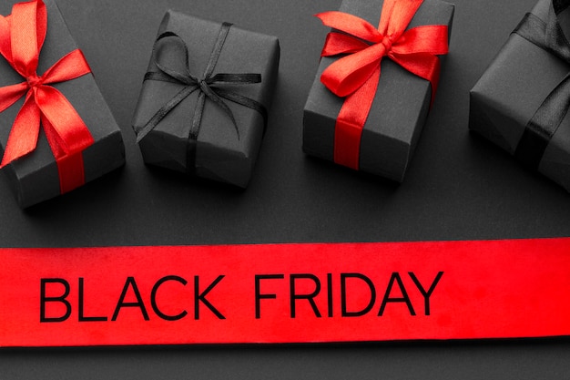 Black friday sales arrangement on black background