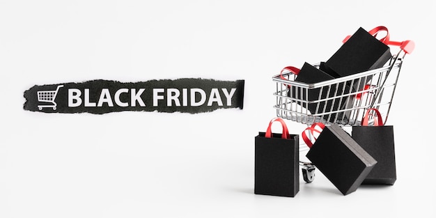 Foto gratuita accordo di vendita del black friday con carrello