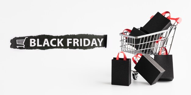 Black friday sales arrangement with shopping cart