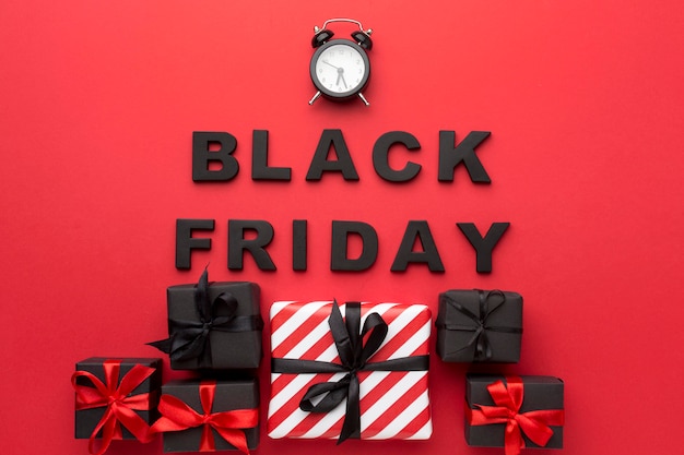 Black friday sales composition on red background