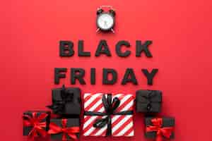 Free photo black friday sales composition on red background