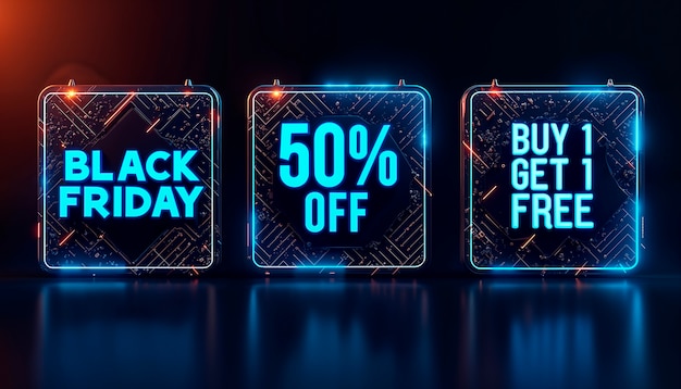 Free Photo black friday sales sign neon light