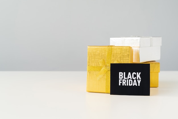 Black friday set of gifts with copy-space