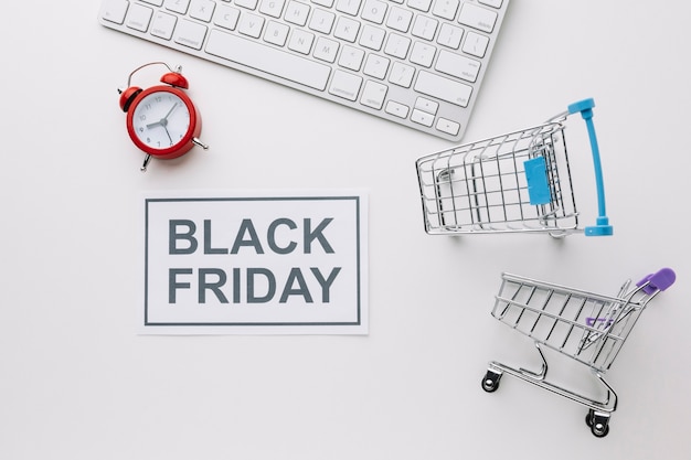 Black friday shopping carts and keyboard