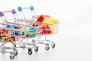 Free photo black friday shopping carts with letters sale concept