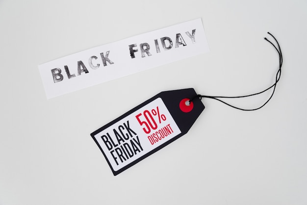 Black friday text above tag
