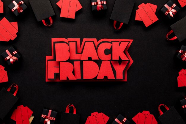 Black friday written in red colors