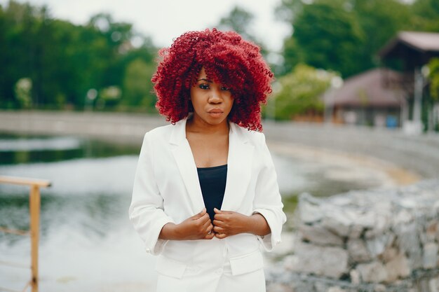 Black girl in a summer park