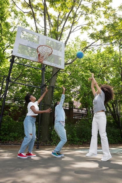 Black girls spending time together outdoors