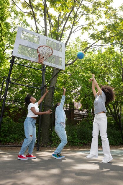 Black girls spending time together outdoors