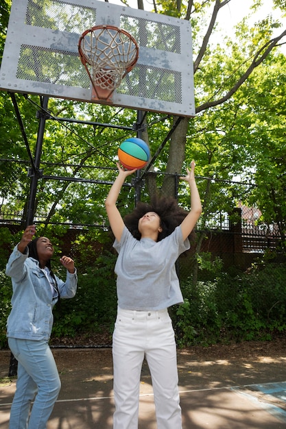 Black girls spending time together outdoors