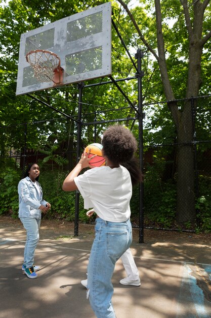 Black girls spending time together outdoors