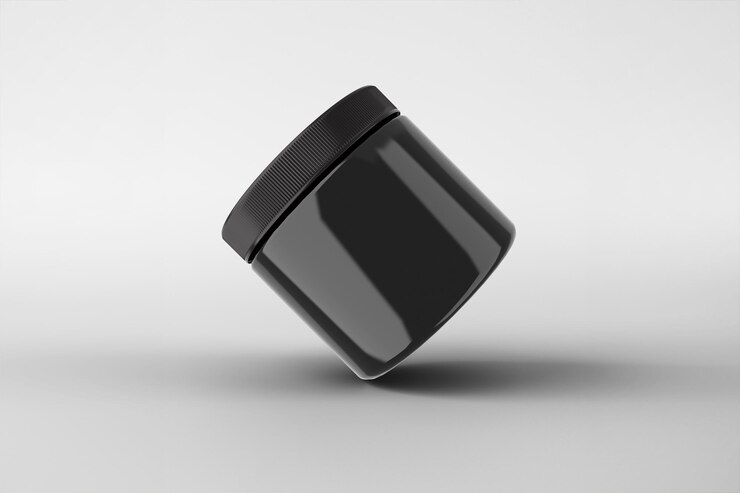 Free Photo black glossy cosmetic jar with a cap
