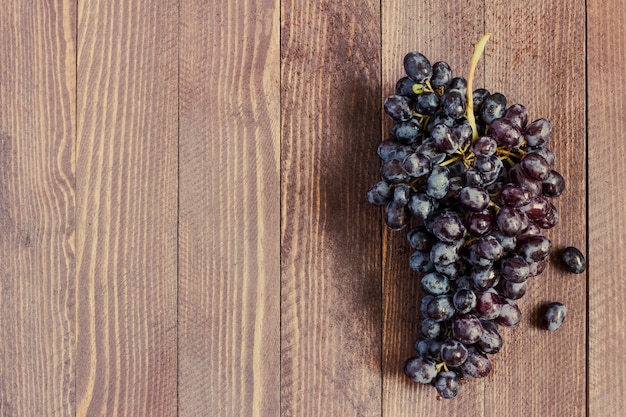 Free photo black grape branch on dark wood