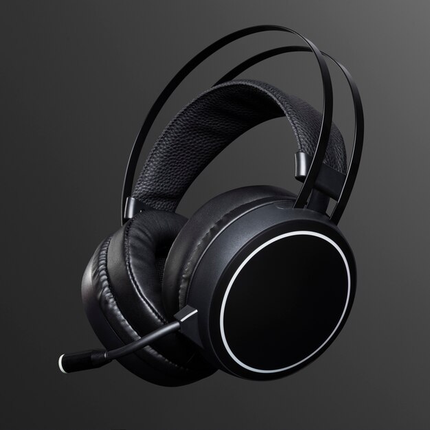 Black headphones digital device