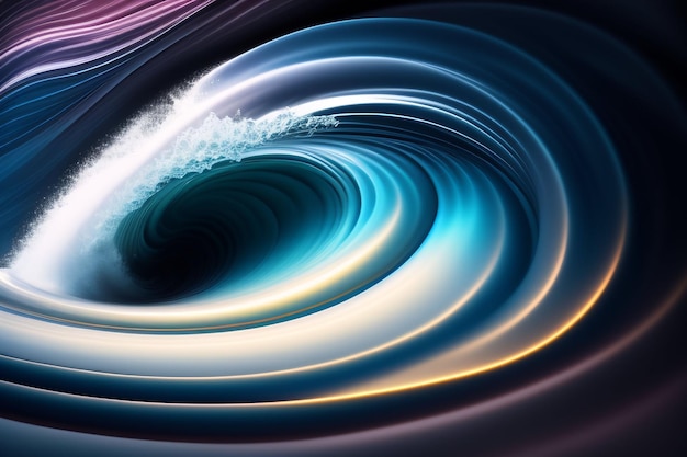 진한 파란색 원 중앙에 있는 블랙홀