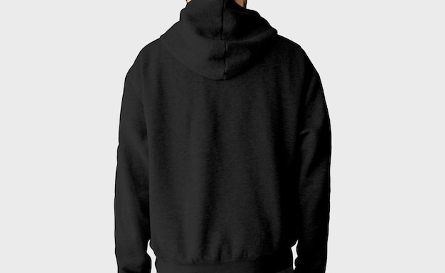 Free photo black hoodie back isolated