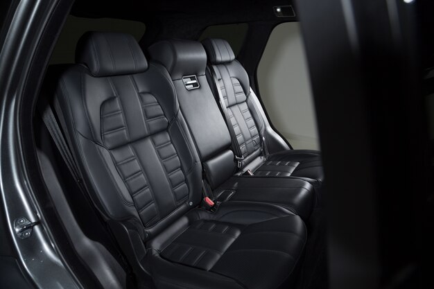 Black interior details of a modern luxury car