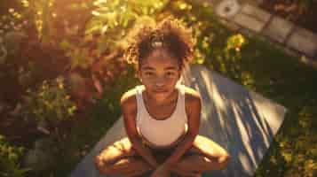 Free photo black kid practicing yoga