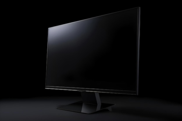 Monitor lcd nero isolato su sfondo nero illustrazione di rendering 3d