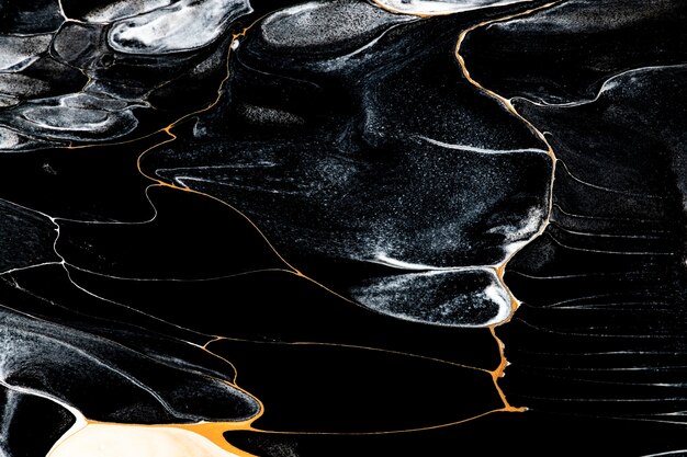 Black liquid marble background abstract flowing texture experimental art