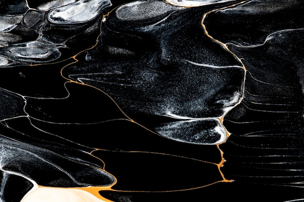 Black liquid marble background abstract flowing texture experimental art