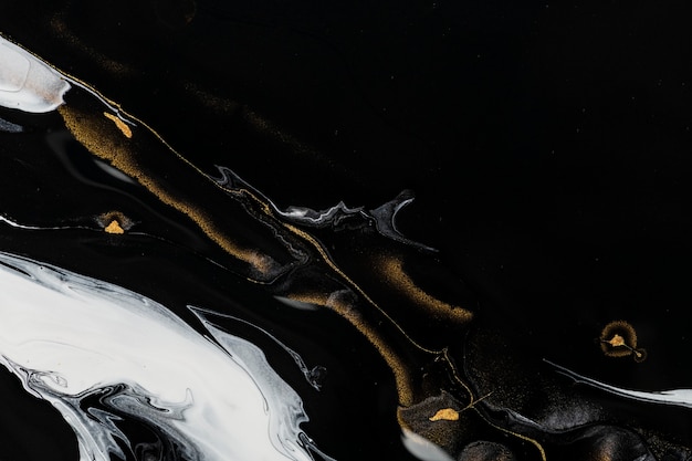 Black liquid marble background abstract flowing texture experimental art