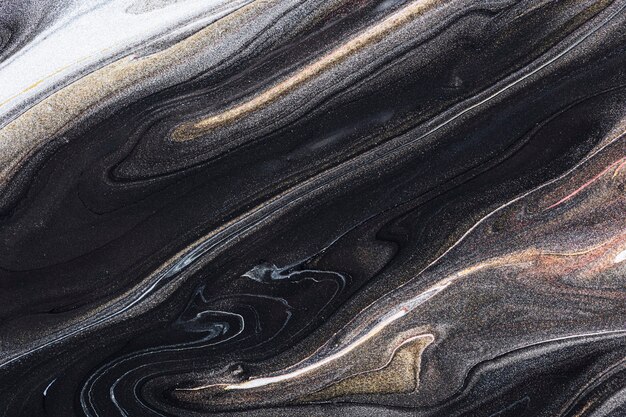 Черный жидкий мрамор фон абстрактная плавная текстура экспериментальное искусство