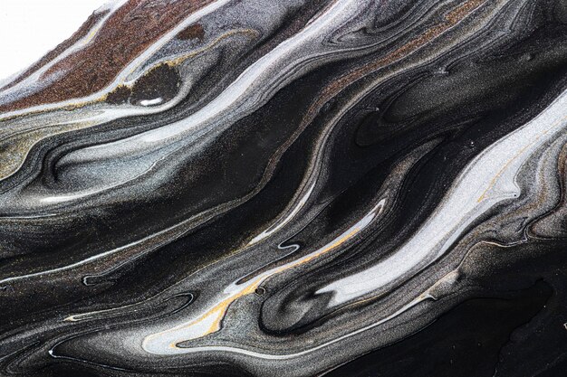 Черный жидкий мрамор фон абстрактная плавная текстура экспериментальное искусство